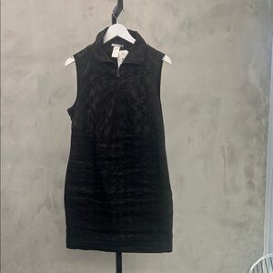 Sarah Pacini Black Textured Sleeveless Dress